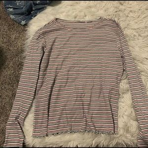 red white and blue long sleeve tee